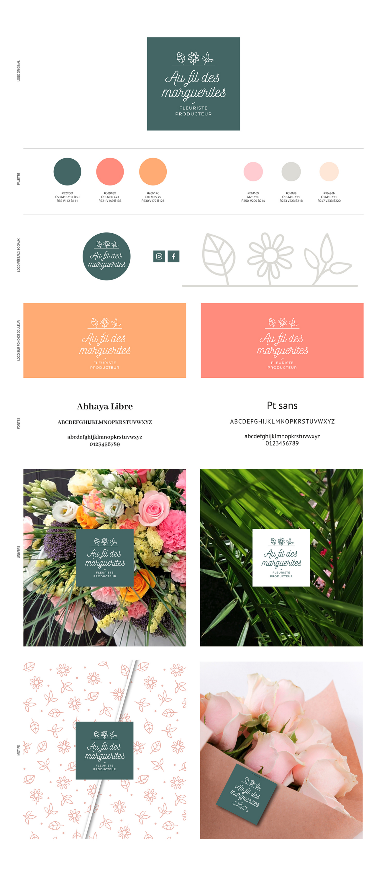 Logo, site internet, enseigne pour un fleuriste