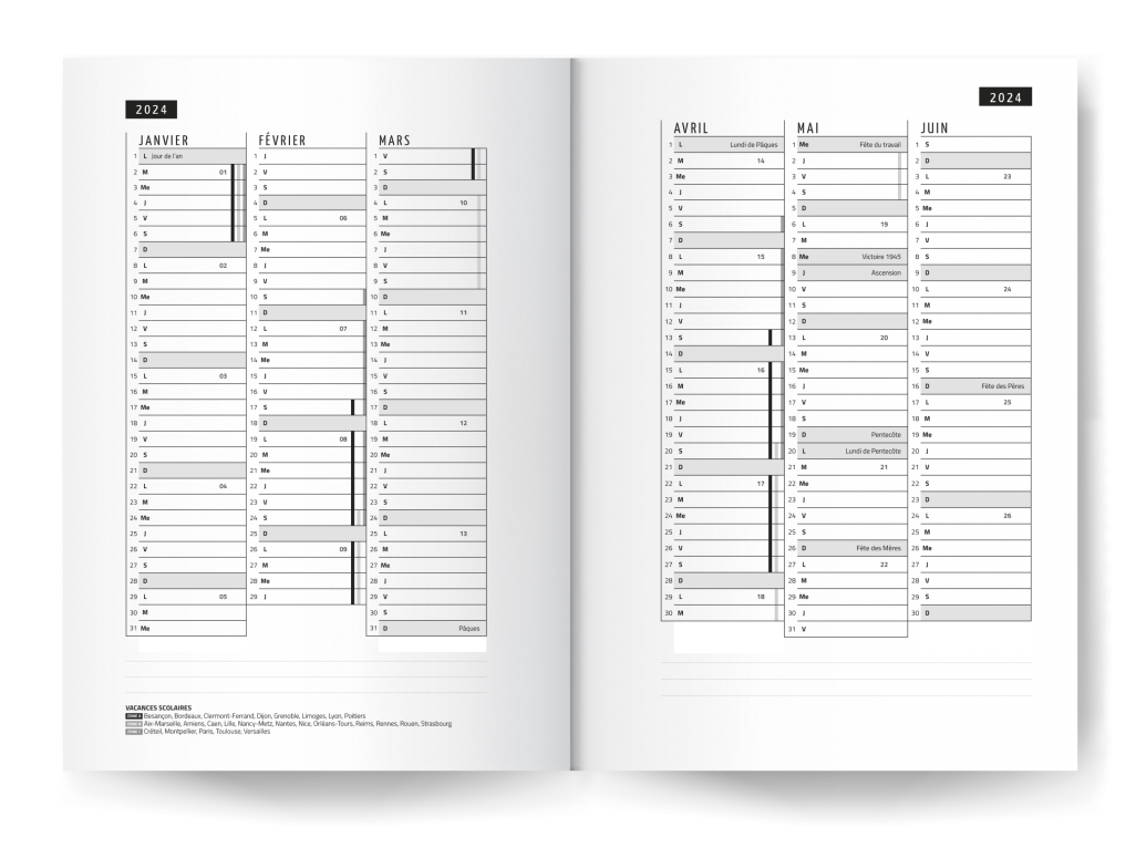 Les calendriers 2024 et 2025 : un excellent point de repère pour ton agenda journal non daté