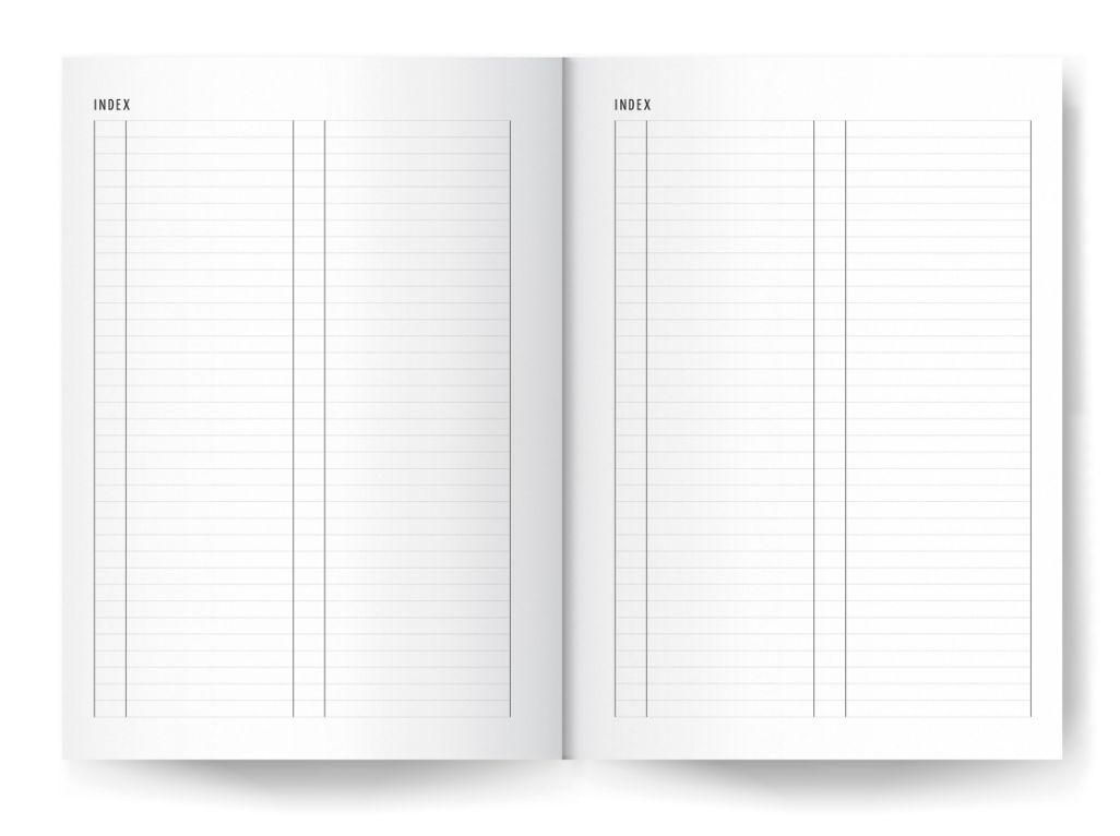 Un index pour indexer tel un sommaire toutes vos idées pour éviter l'éparpillement